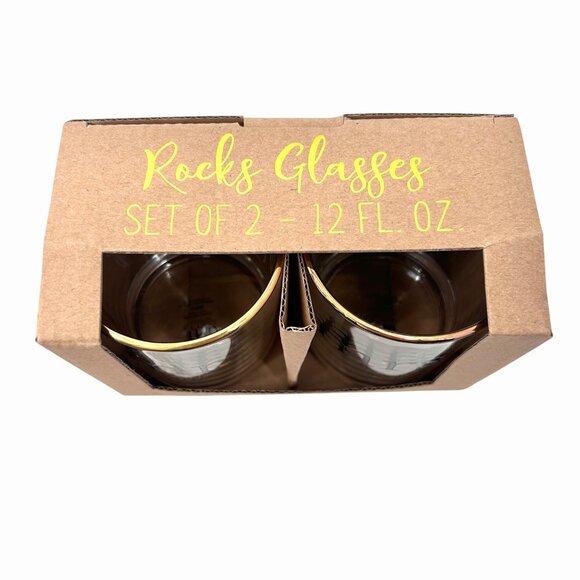 NIB NWT MR & MRS SET OF 2 ROCKS GLASSES METALLIC GOLD HEART WEDDING BRIDAL GIFT - Picture 6 of 7